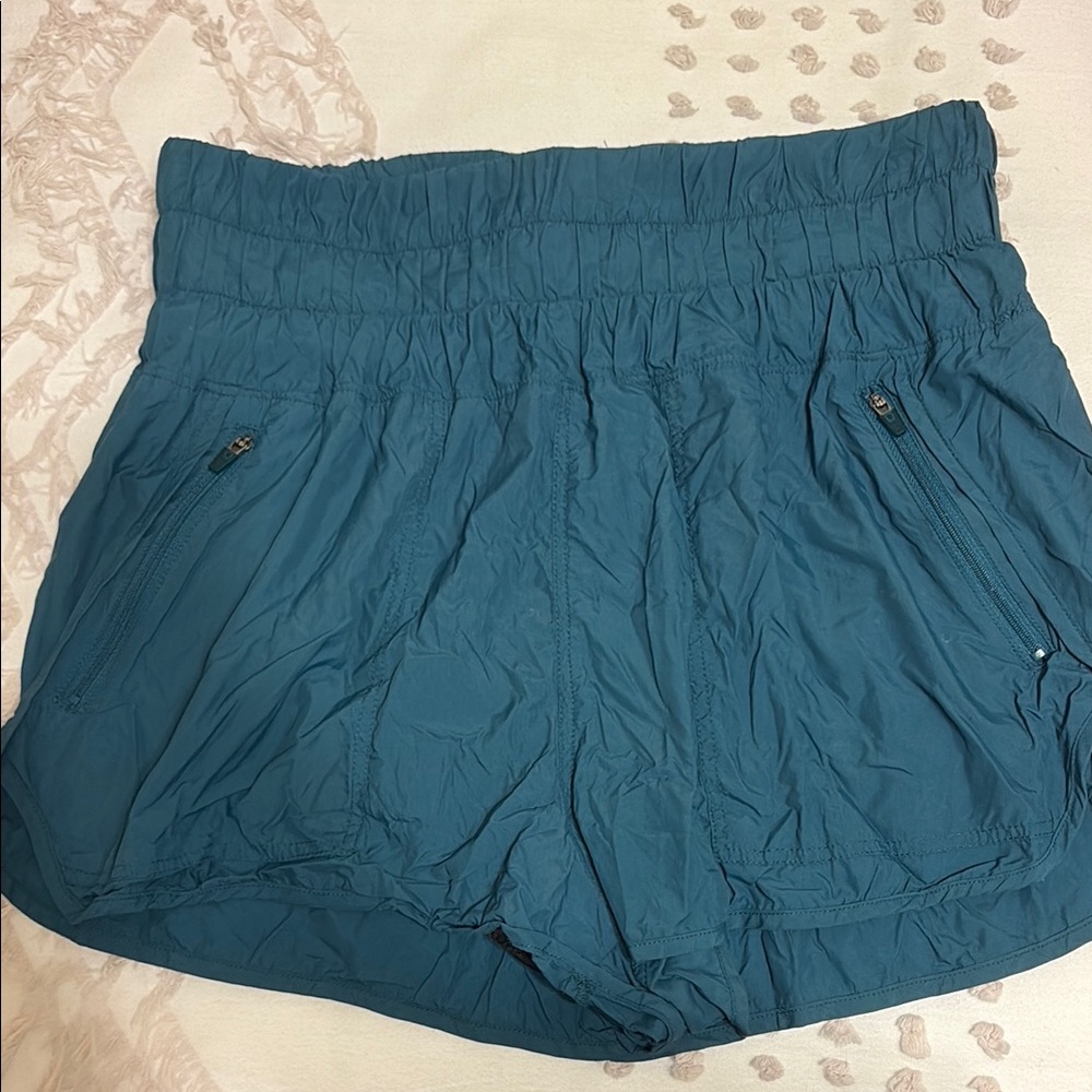 Blue Athletic Shorts with Elastic Waistband